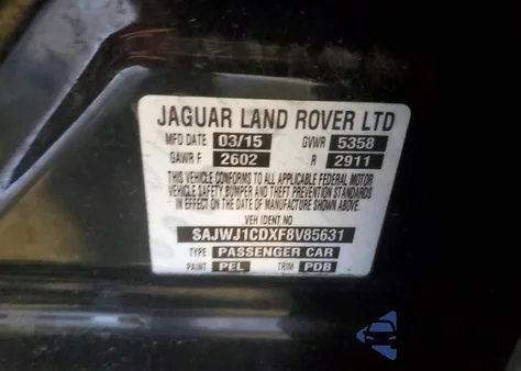 2015 Jaguar Xj z USA, uszkodzony, nr VIN SAJWJ1CDXF8V85631